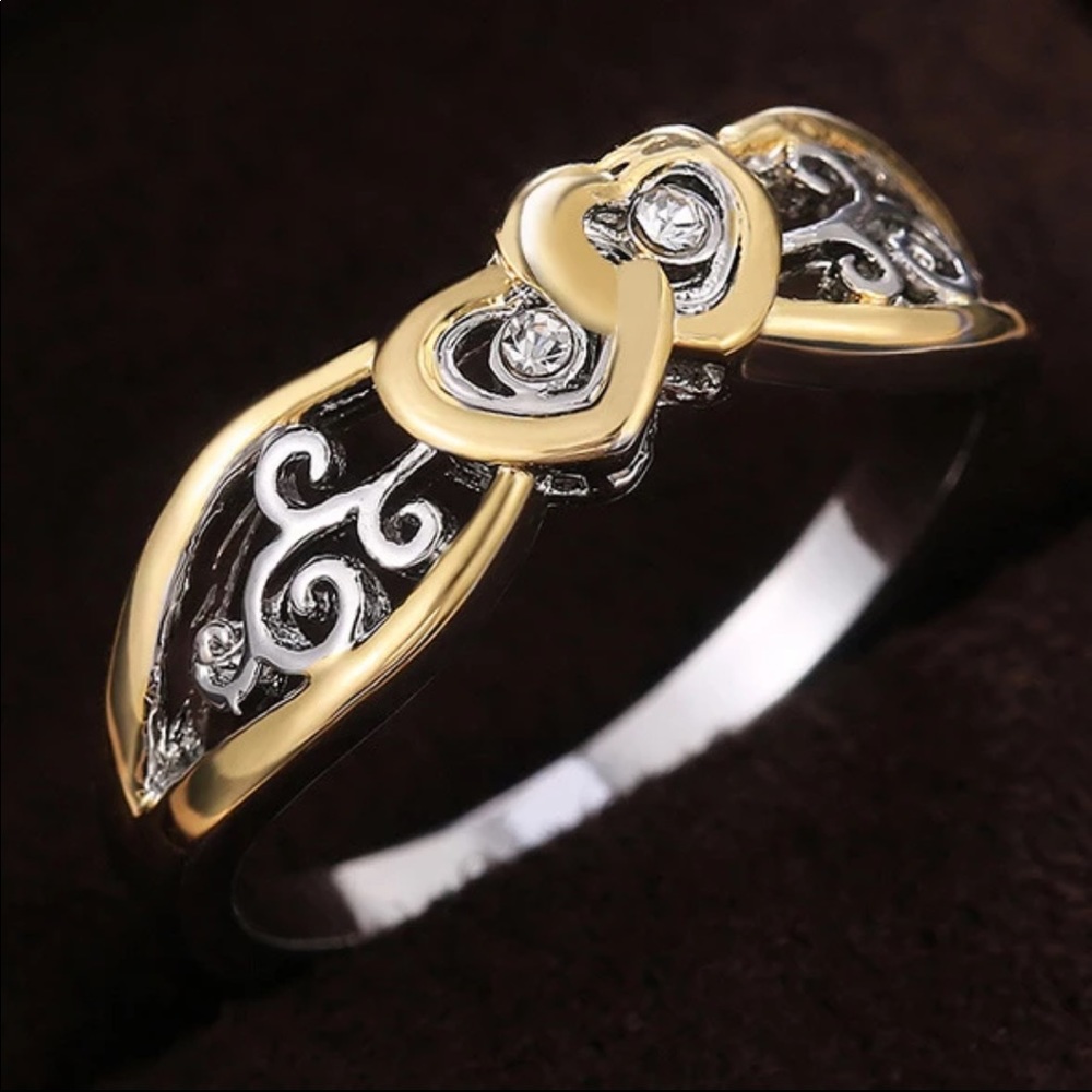 New Two Tone 925 Silver Beautiful Romantic Ring - Picture 3 of 6